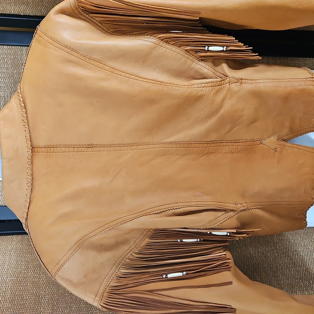 Patricia Wolf Tan Leather Fringe Jacket - Picture 5 of 12